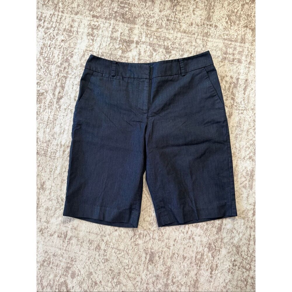 Talbots Women's Flat Front Cotton Blend Stretch Bermuda Shorts Black Size 2